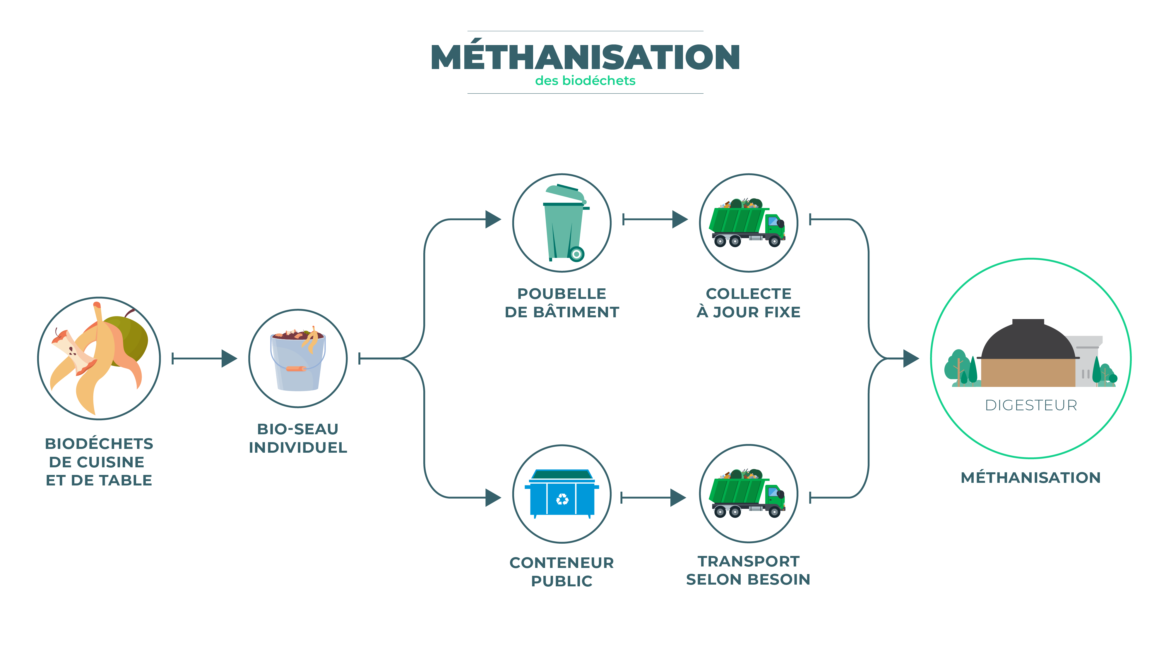 Collecte et valorisation des biodéchets - Adapté de "Recyclons les nutriments de nos biodéchets", ATEE CTBM, 2021.